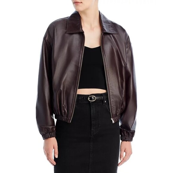 Women's Brown Leather Jacket - Picture 12 of 13